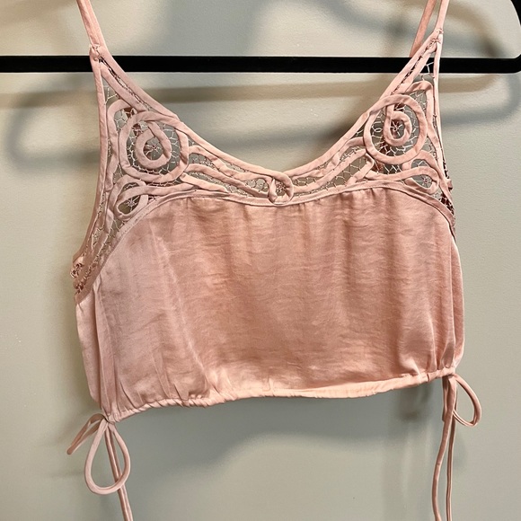 NWT Free People petal pink blouson brami cami soft silk feel spaghetti strap XSS - Picture 11 of 14